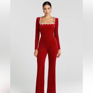 NADINE MERABI Scarlet Embellished Jumpsuit
